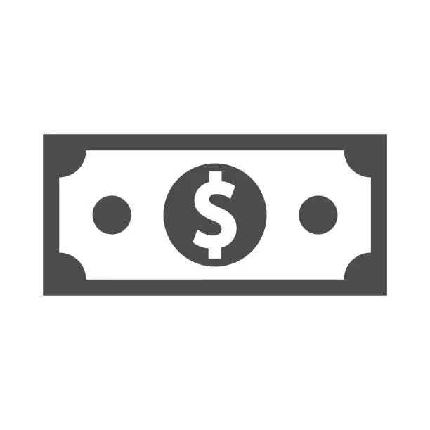 Vector illustration of Money bill isolated on white background. Vector illustration.