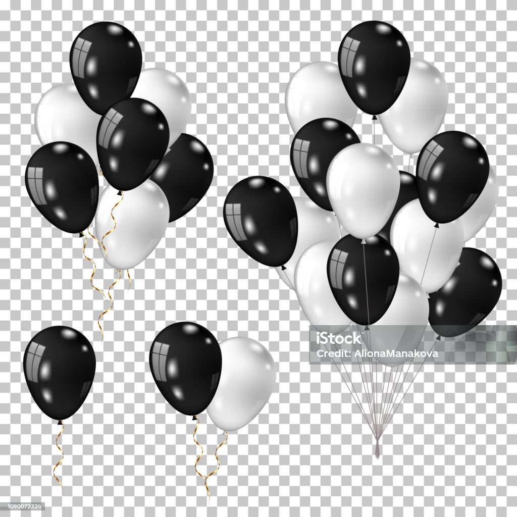 Negen Groenten het dossier Realistic White And Black Balloons Set Isolated On Transparent Background  Stock Illustration - Download Image Now - iStock