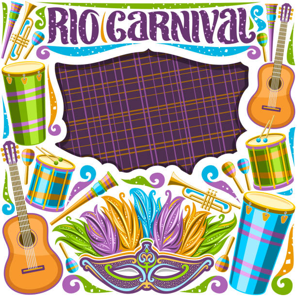 vektor rahmen für karneval in rio - samba dancing rio de janeiro carnival brazilian stock-grafiken, -clipart, -cartoons und -symbole