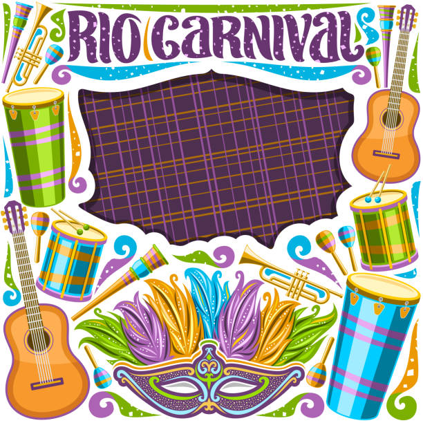 ilustrações de stock, clip art, desenhos animados e ícones de vector frame for rio carnival - samba dancing rio de janeiro carnival brazilian
