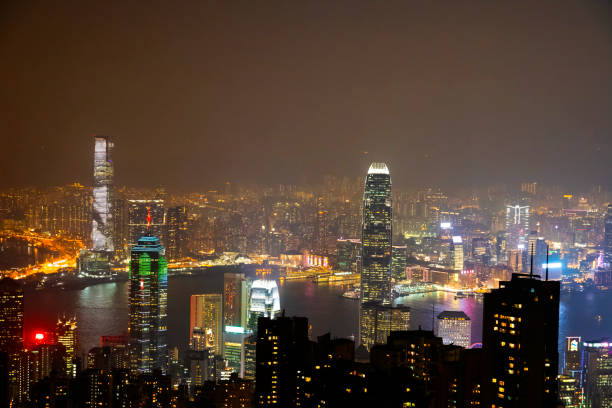 istock Hong Kong skyline at night view from Victoria peak. 1090073748
