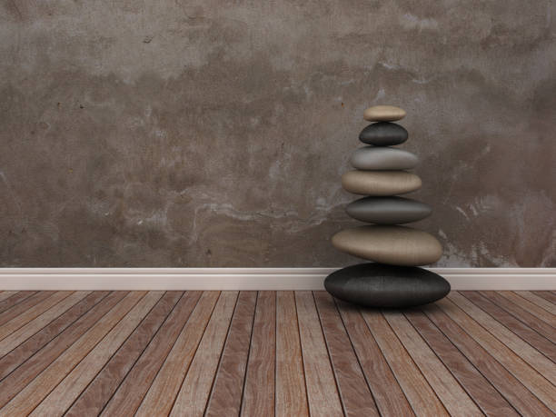 zen stones, wooden background. close up.