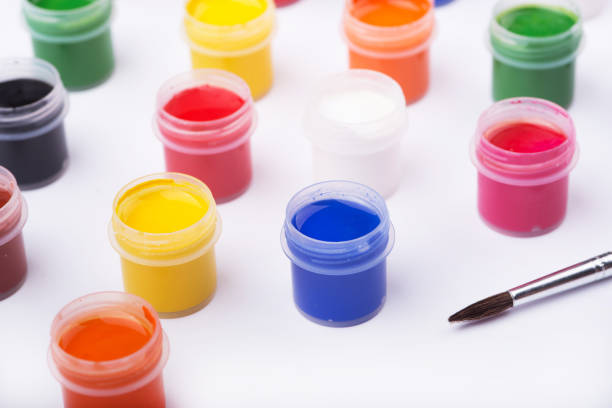 istock Watercolor paints lie on a white background 1090086166