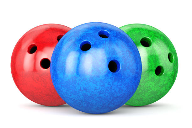 istock Red, green and blue glossy bowling balls isolated on white 1090089830