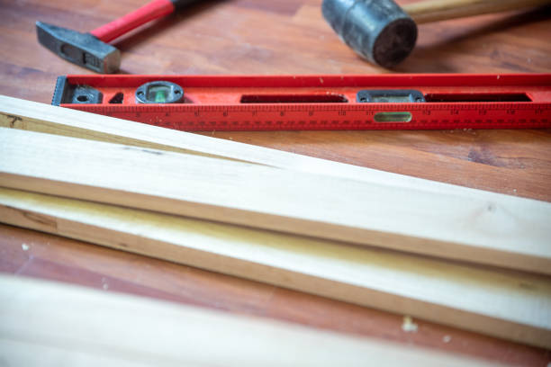 istock Different construction tools with Hand tools for home renovation on wooden board maintenance and reparing concept 1090092174