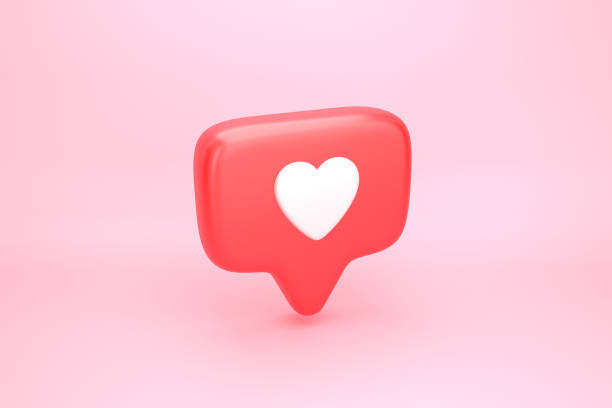 One like social media notification with heart icon One like social media notification icon with heart symbol. 3D illustration man made object stock pictures, royalty-free photos & images