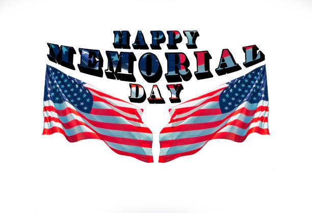 istock Happy memorial day with two american flags. for usa armed force day concept 1090094096