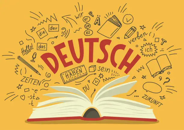 Vector illustration of Deutsch. Translation: 