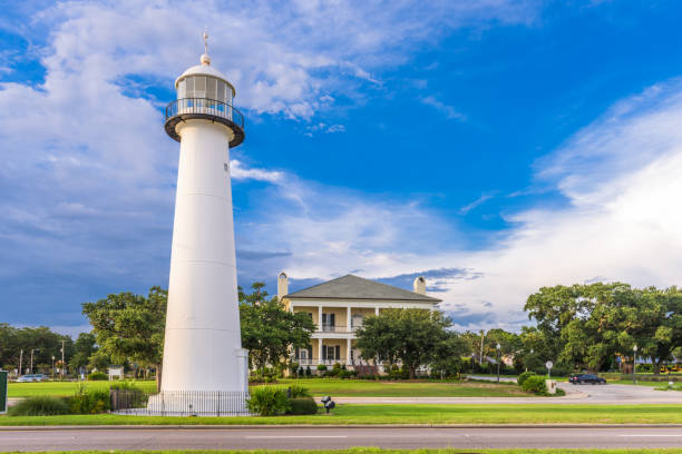 biloxi, mississippi usa biloxi lighthouse - mississippi stock-fotos und bilder