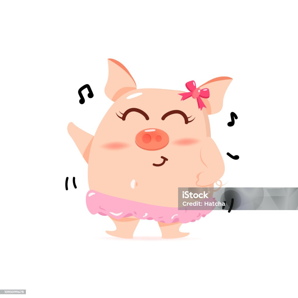 Pig Dancing With Song Cute Cartoon Characters Chinese New Year Year Of The  Pig On White Background Vector Illustration Stock Illustration - Download  Image Now - iStock