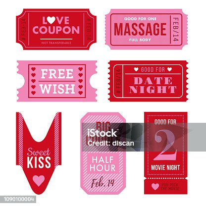 istock Set of Valentine's Day Tickets and Coupon. 1090100004