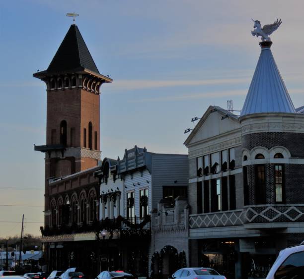 Grapevine, Texas, downtown Grapevine, Texas, USA -- December 22, 2018: Many shops and restaurants attract visitors to downtown Grapevine, a suburb city of Fort Worth and Dallas, Texas. grapevine texas city stock pictures, royalty-free photos & images
