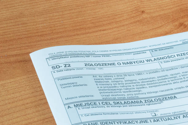 istock Close up for polish tax form SD-Z2. Form for notification regarding the getting case of property or property rights. 1090109736