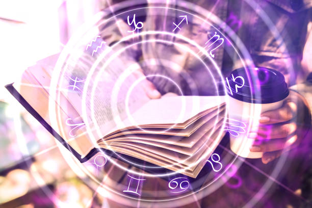 istock Hands holding abstract zodiac wheel book 1090109988