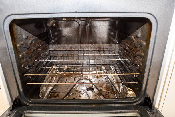 inside of a very dirty oven.