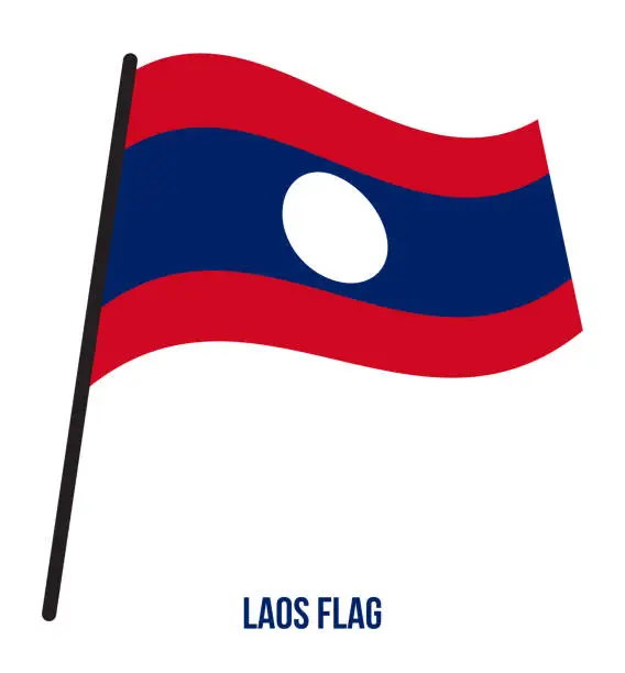 Vector illustration of Laos Flag Waving Vector Illustration on White Background. Laos National Flag