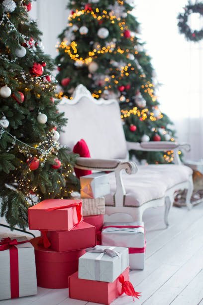 istock vintage sofa and chairs near Christmas tree 1090121450