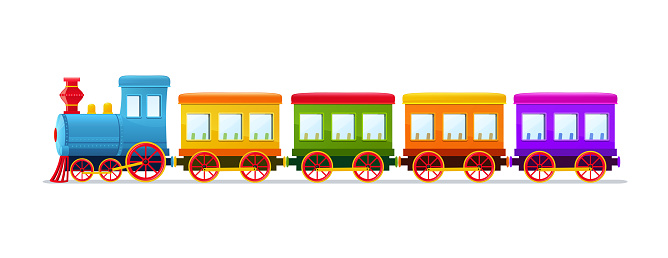 Ilustración de Tren De Juguete De Dibujos Animados Con Vagones De Color Sobre Fondo Blanco y más Vectores Libres de Derechos de Viñeta - iStock Ilustración de Tren De Juguete De Dibujos Animados Con Vagones De Color Sobre Fondo Blanco y más Vectores Libres de Derechos de Viñeta - iStock