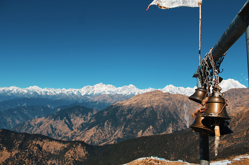 Bells of Tungnath Temple at Chopta, India. Tungnath is the highest Shiva temple in the world and is the highest of the five Panch Kedar temples.