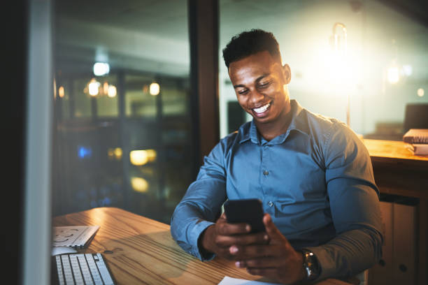 istock Updating his colleagues via text 1090140908