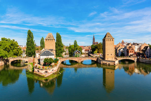 istock panoramic view of the three bridges Pont Couverts in Strasbourg 1090142826