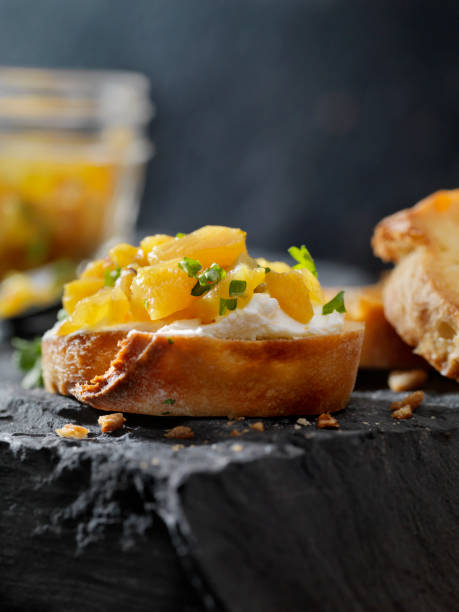 Pineapple Chutney Crostini with Cream Cheese