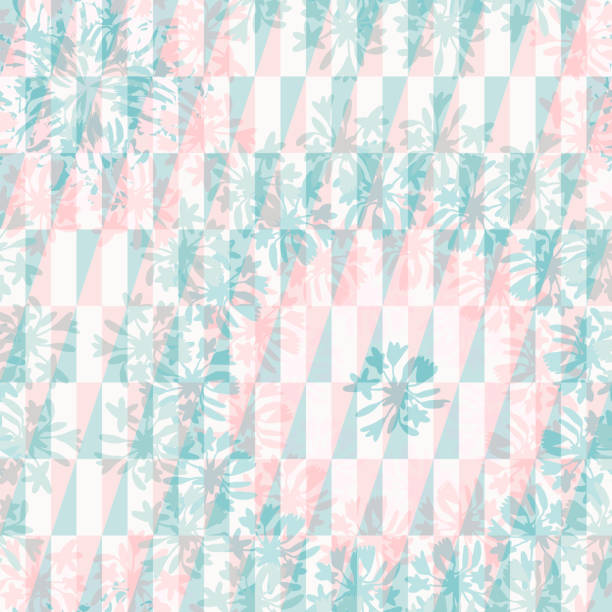 istock Abstract floral geometric seamless pattern with mosaic of tropical flowers and triangles. Psychodelic pattern in light pastel  for textiles, sportswear, swimwear, paper, web, apparel. 1090147382