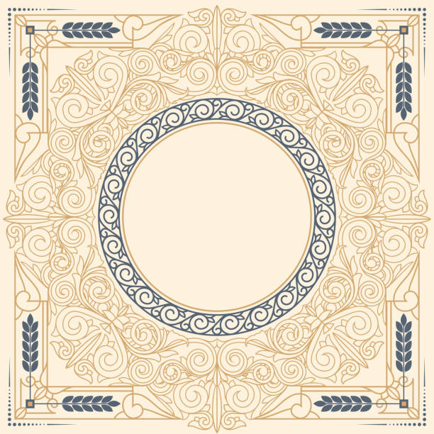 illustrations, cliparts, dessins animés et icônes de carte d’orné art deco design vintage - victorian style frame flourishes scroll shape