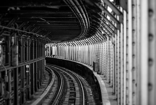 Black & White shot of New York City Subway track