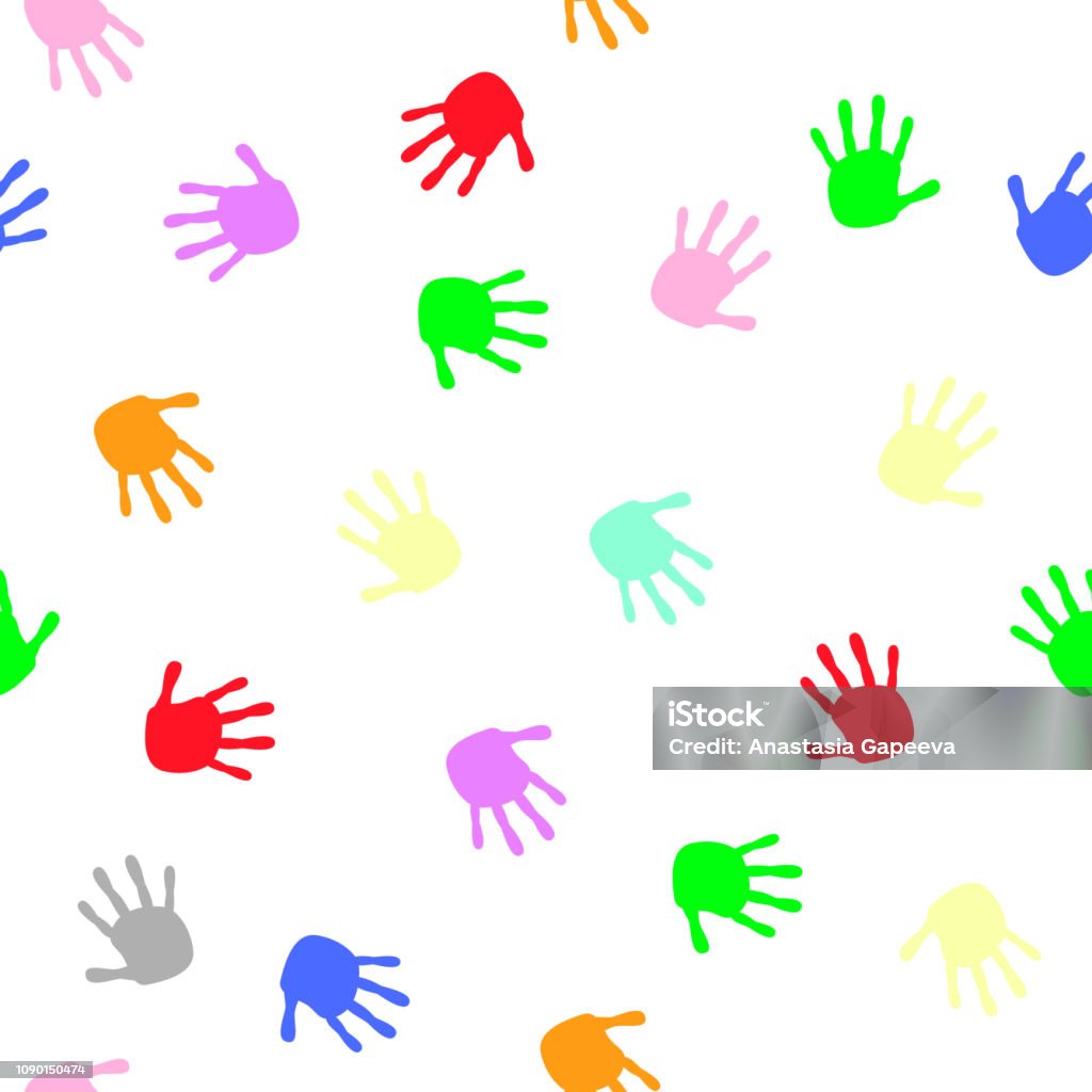 Pattern Coloured Hand Colorful Hands Seamless Pattern Vector Illustration Stock Illustration ...