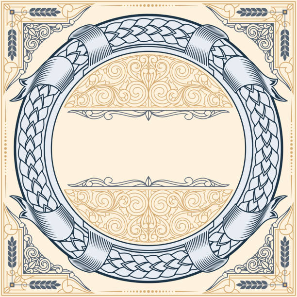 ilustrações de stock, clip art, desenhos animados e ícones de ornate art deco vintage design card - frame circle scroll shape ornate