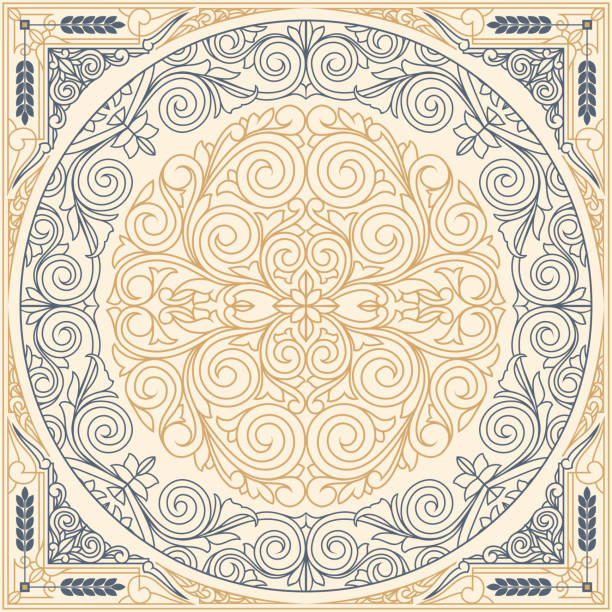 ilustrações, clipart, desenhos animados e ícones de cartão de projeto vintage ornamentado art deco - ellipse frame ornate scroll shape