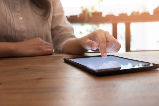 istock Business accounting women work with smart phone. Financial technology concept 1090153876