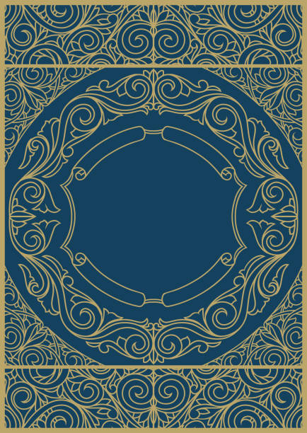 ilustrações, clipart, desenhos animados e ícones de cartão de projeto vintage ornamentado art deco - ellipse frame ornate scroll shape