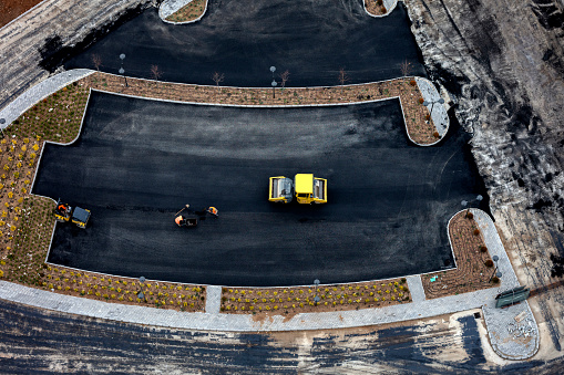 Aerial view of the road construction
