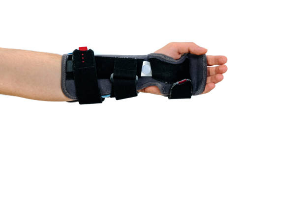 istock An orthosis placed on the hand on a white background. 1090169914