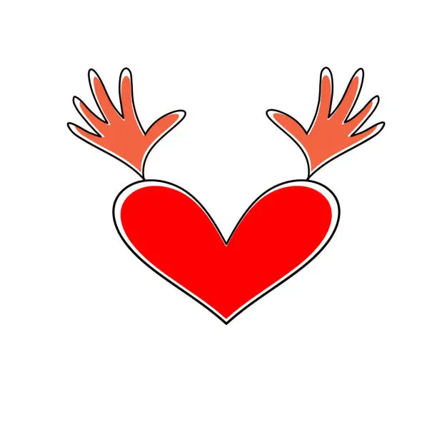 Vector illustration of Heart icon vector. Heart with deer antlers. Heart symbol of Valentine's day.