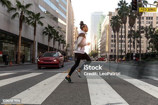 istock Young afroamerican man getting fit in Los Angeles downtown city streets 1090187914
