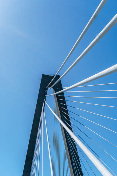 istock Suspension bridge detail and blue sky 1090188034
