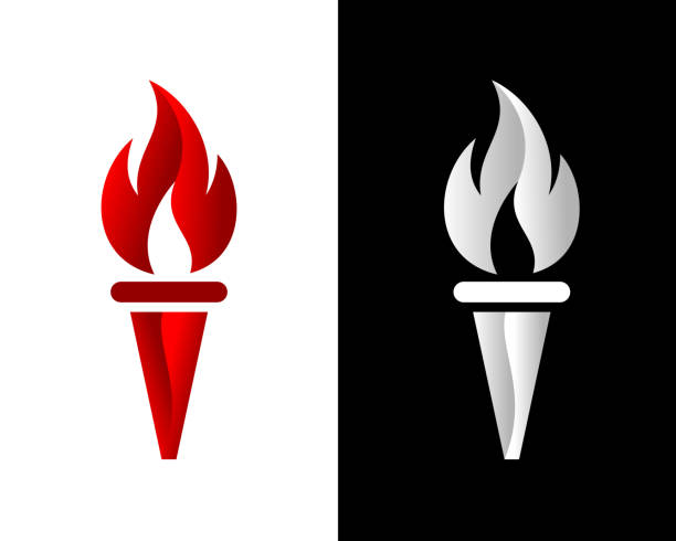 ilustraciones, imágenes clip art, dibujos animados e iconos de stock de antorcha de la llama - flaming torch fire flame sport torch