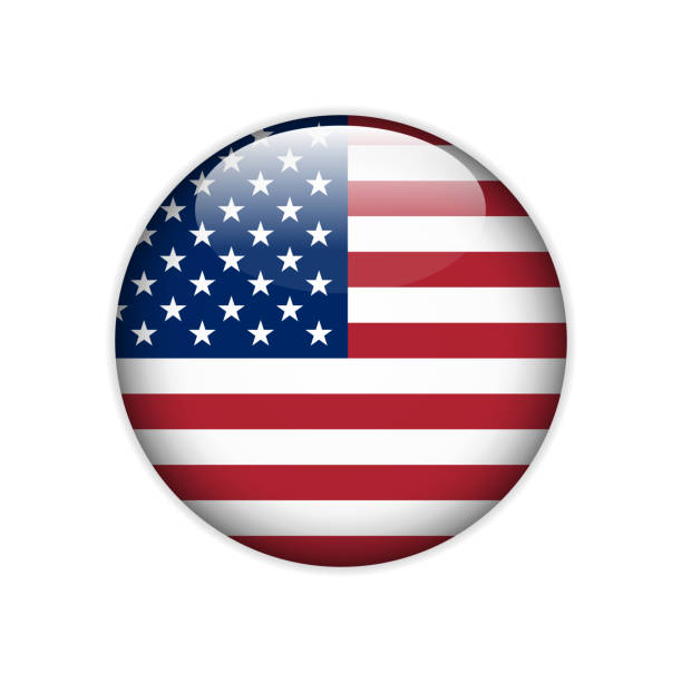 istock United States of America flag on button.  Vector 1090190676