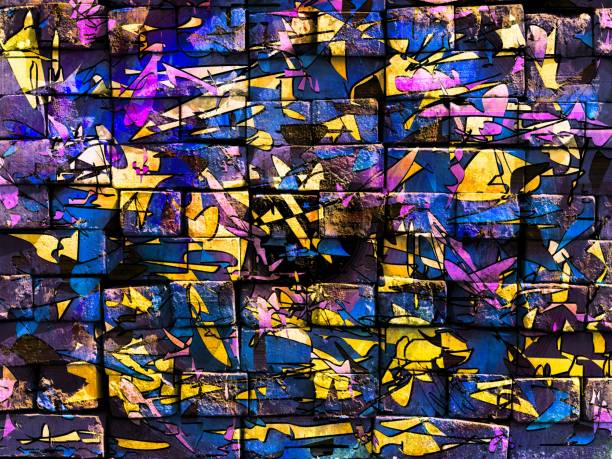 istock Colorful surreal world. Virtual graffiti. Abstract image, drawn on a photo of a brick wall. 1090193564