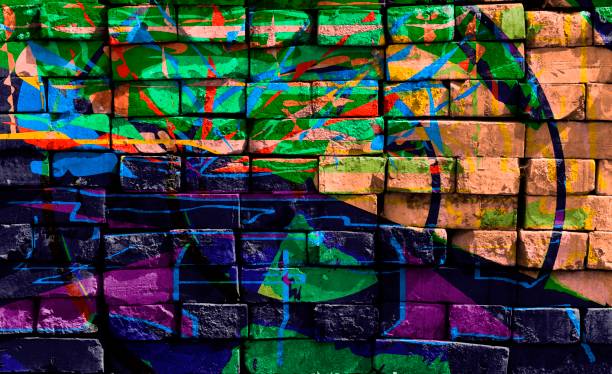 istock Colorful surreal world. Virtual graffiti. Abstract image, drawn on a photo of a brick wall. 1090193670
