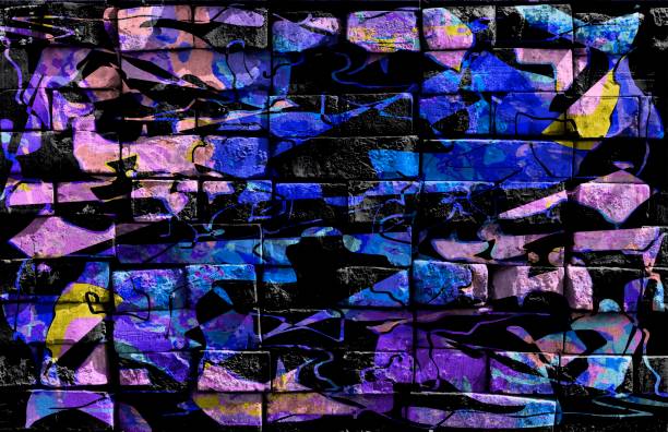 istock Colorful surreal world. Virtual graffiti. Abstract image, drawn on a photo of a brick wall. 1090193688