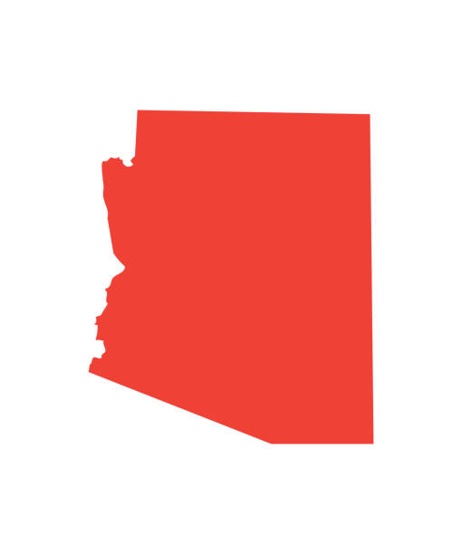ilustraciones, imágenes clip art, dibujos animados e iconos de stock de silueta de mapa de vector de arizona. mapa de az estado de arizona aislado - arizona map outline silhouette