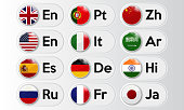 Set of language buttons with national flags.