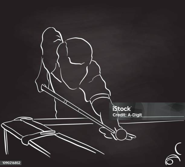 Billiards Hustler Stock Illustration - Download Image Now - Pool - Cue Sport, Cue Ball, Chalkboard - Visual Aid