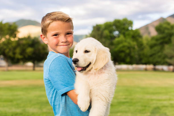 istock Young Boy with Puppy 1090223882