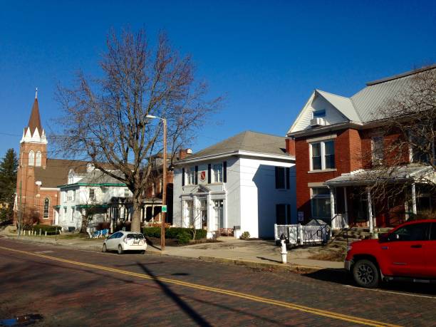Greek Life, Ohio University Athens, Ohio, USA, Jan. 5, 2019- Fraternity and sorority houses are seen from a street in Athens, Ohio, home of Ohio University. sorority photos stock pictures, royalty-free photos & images