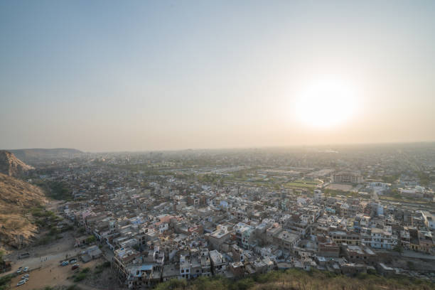 istock Jaipur city at sunset from high viewpoint, India 1090236592